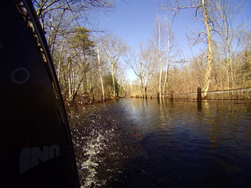 Bicycle wheel going through water
